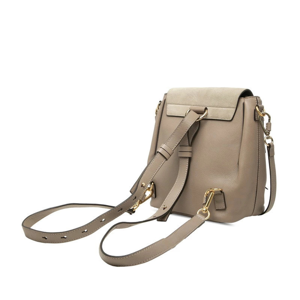 Chloe Cream Leather Faye Beige Handbag Suede Backpack Cream Tan